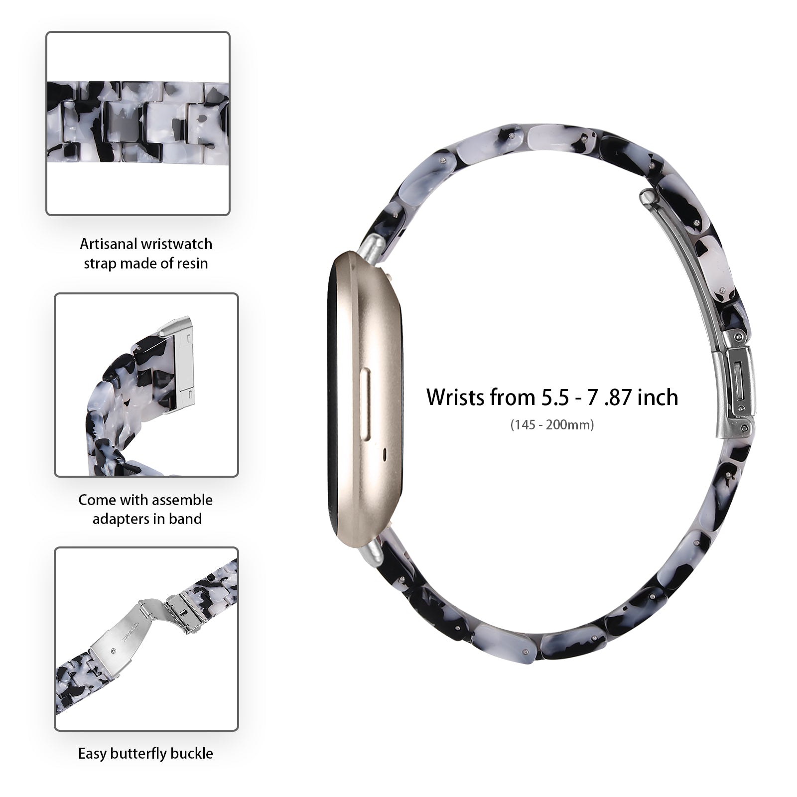 For Fitbit Versa 4 Sense 2 Resin Watch Band Strap Adjustable Bracelet with Stainless Steel Buckle For Fitbit Versa 4 Sense 2 Resin Watch Band Strap Adjustable Bracelet with Stainless Steel Buckle